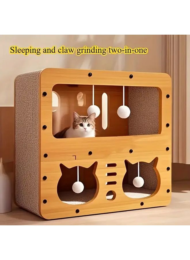 Pet Double Storey Villa Cat Scratching Post Summer Cool Extra Large Cat Bed - Image 1